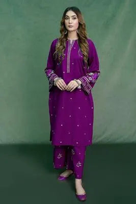 2 Pcs Women's Unstitched Embroidered Suit