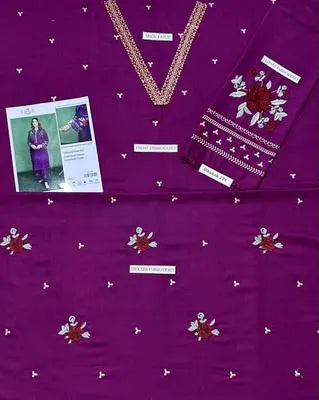 2 Pcs Women's Unstitched Embroidered Suit