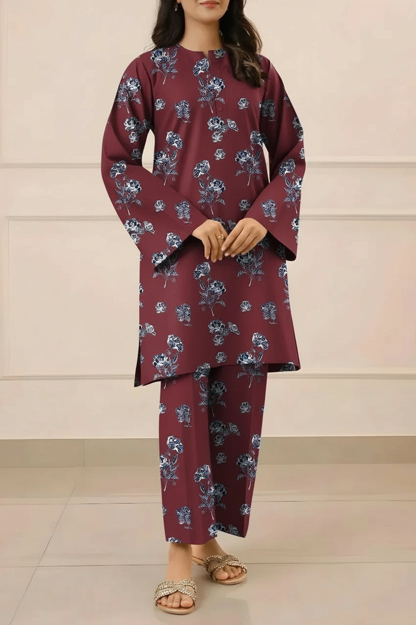 2 Pcs Women's Unstitched Printed Suit