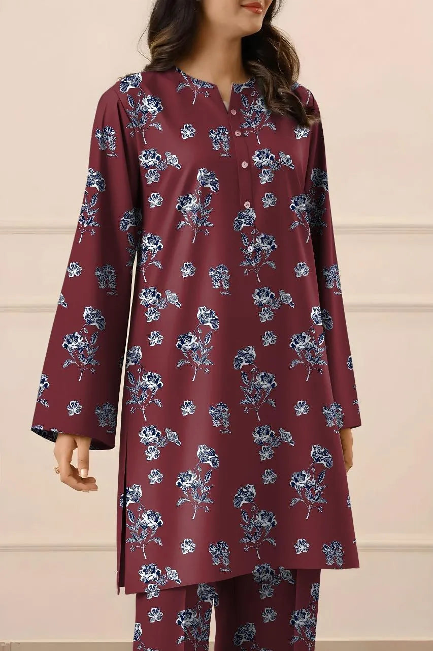 2 Pcs Women's Unstitched Printed Suit